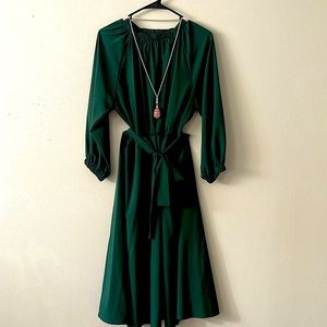 Teal shirred color dress